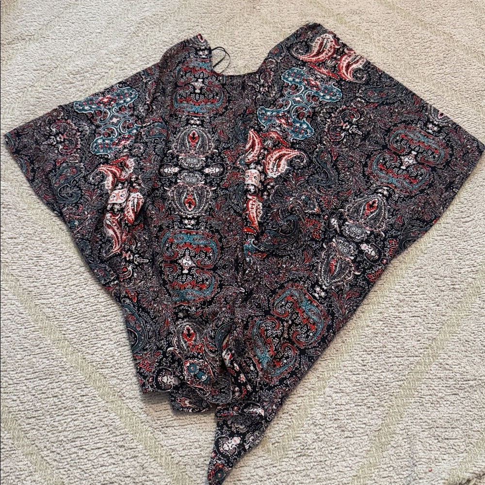 EARTHBOUND Multicolor Paisley Poncho One Size - Picture 3 of 3
